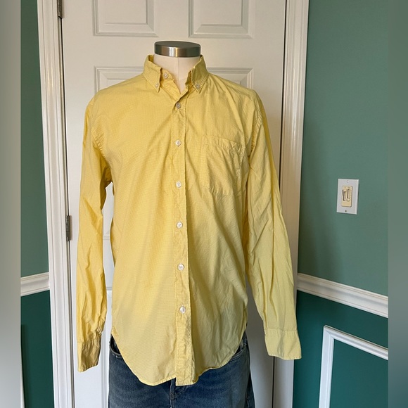 Bright yellow and white micro gingham button down - Picture 3 of 5
